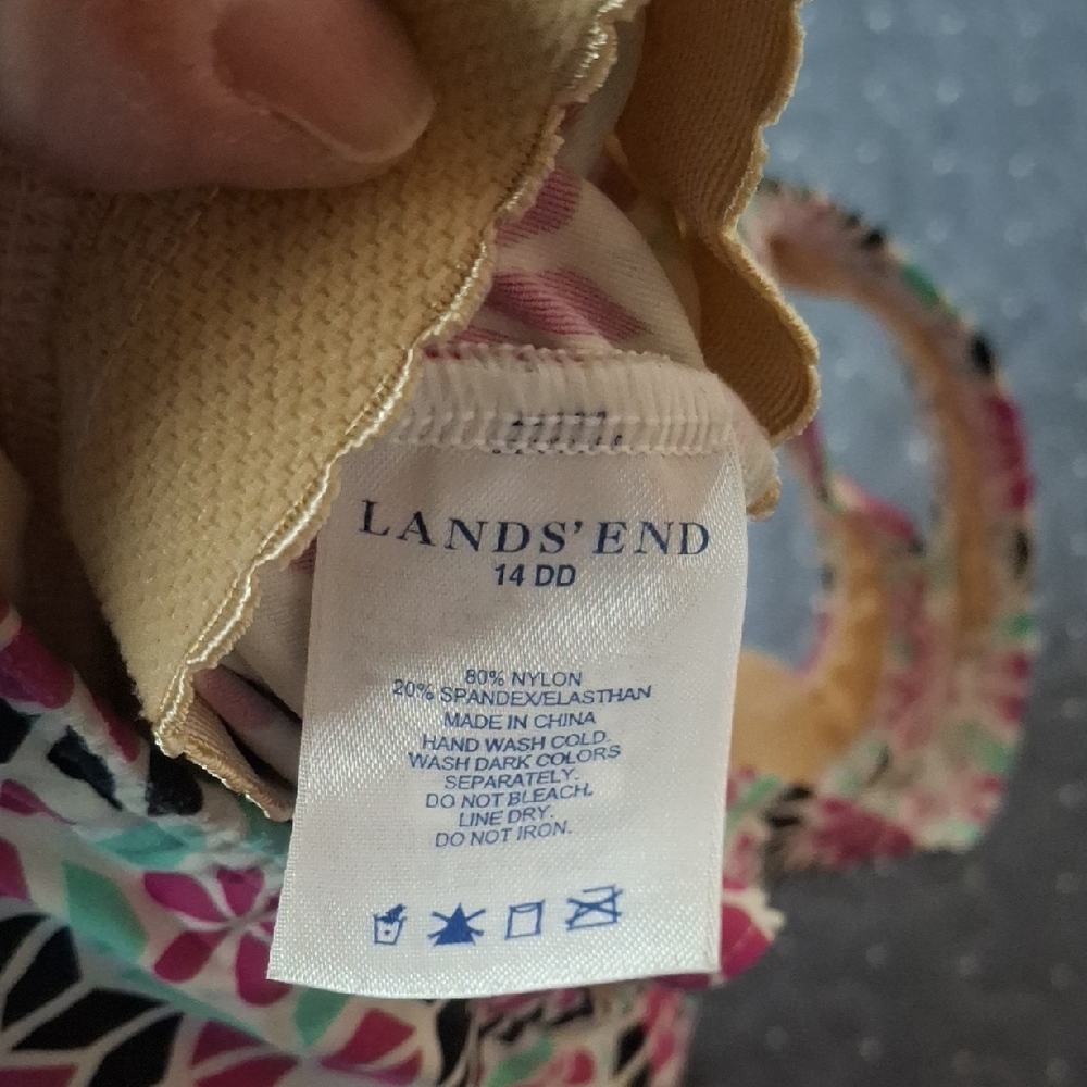 Lands' end Geometric Floral Tankini Top in Pink & Mint size 14DD - Picture 4 of 4